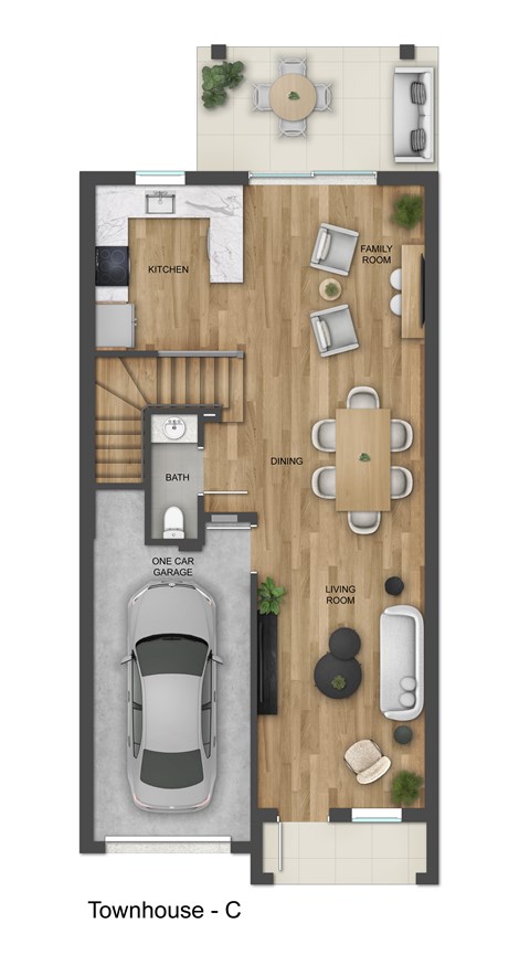 Floor plan for 3 beds, 2.5 baths, 2009 sqft